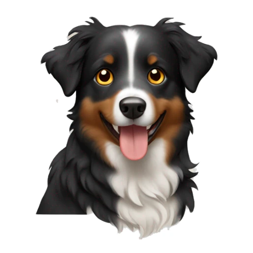 Small black australian shepherd dog wearing autumn sticker