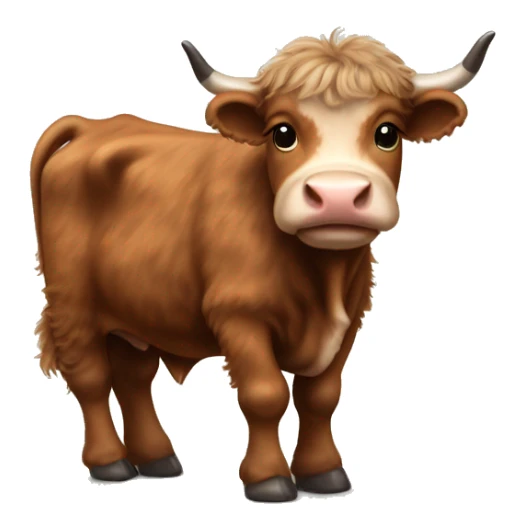 brown fluffy baby scottish cow with a small bow on head sticker