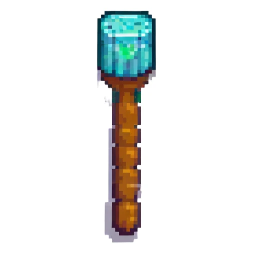 first-person view from Minecraft, pixelated hand holding a tool, classic Minecraft inventory bar at the bottom sticker