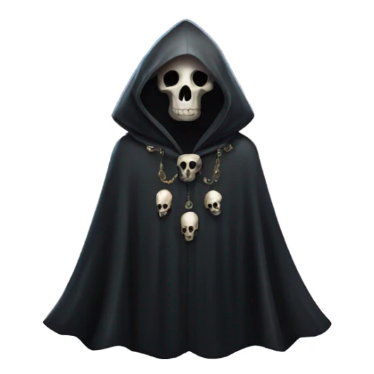 empty black crystal magical robes covered with bird skulls sticker