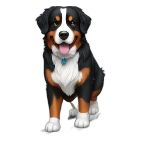 Bernese mountain dog skiing with a girl sticker