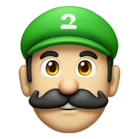 Super Mario bros emoji Luigi only head black mustache sticker