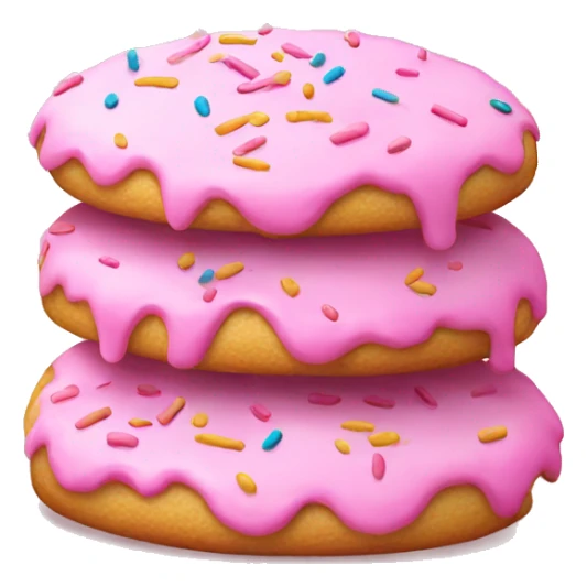 side view, pile of pink iced cookie with sprinkles sticker