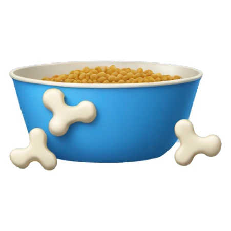 pet food bowl blue with bone on it  sticker