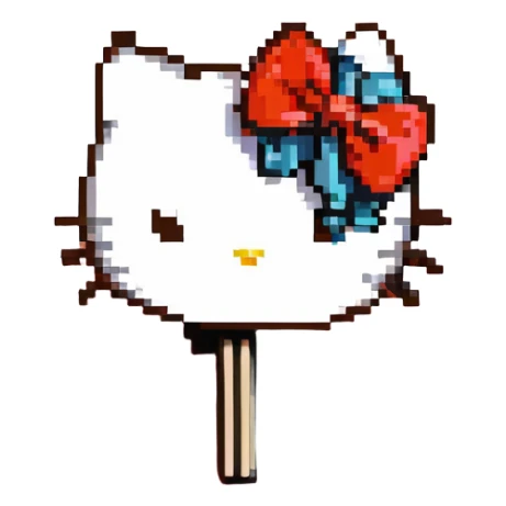 Hello Kitty hair pin, retro and blocky, Hello Kitty's face and bow sticker