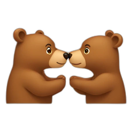 Female bear and male bear kissing, face only, with hearts above them sticker