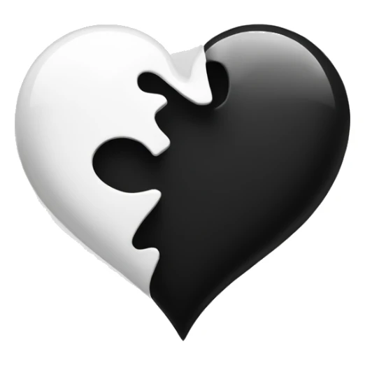 Half white half black heart where left half is white sticker