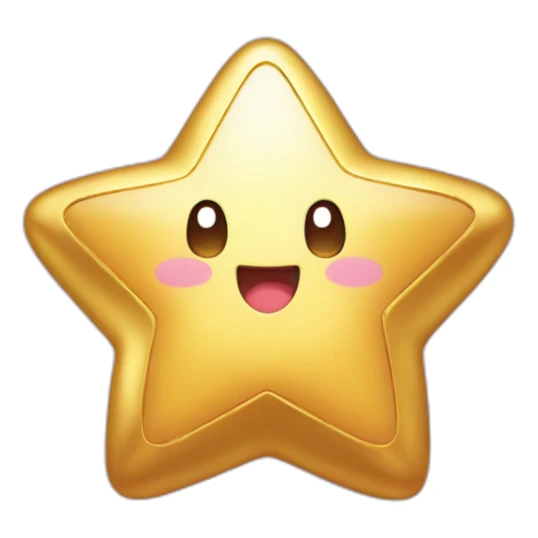 cute happy Kirby holding a golden star sticker