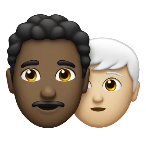 1 black and 1 white male kiss sticker