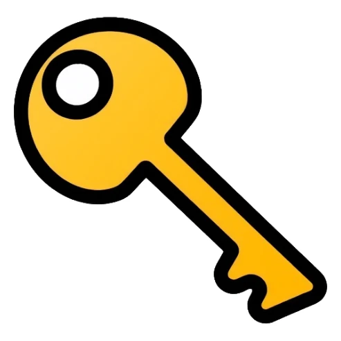 ultra minimal golden key, simplest possible shape sticker