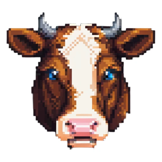 maximum blocky ultra-abstract pixel art Minecraft cow emoji with only 2-4 large square pixels sticker