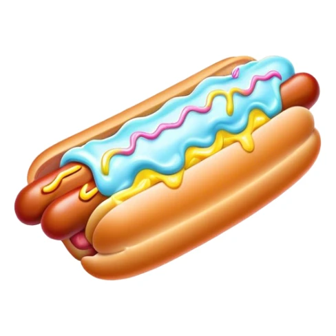 Melting neon ice cream hot dog  sticker