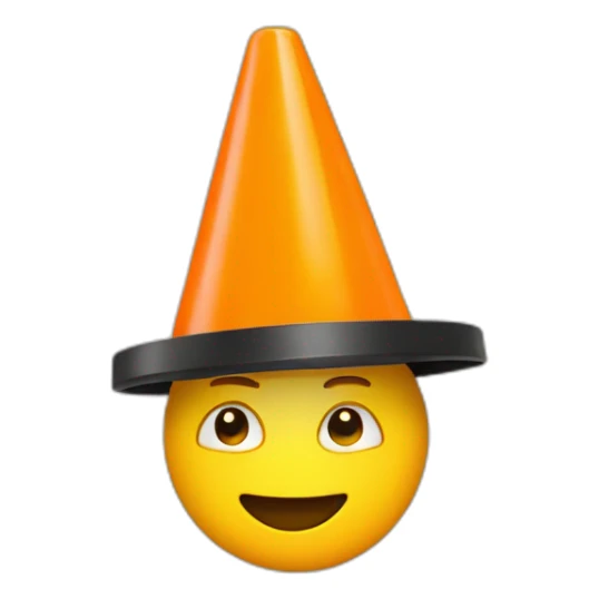 yellow man with a black rimmed traffic cone on their head sticker