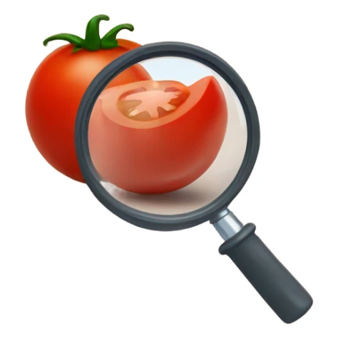 tomato under magnifying glass sticker