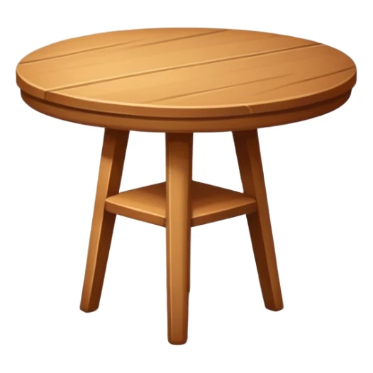A flat-style wooden table icon viewed at a slight angle, minimal details, soft edges, subtle shading to suggest depth, the same aesthetic as the '🪑' chair emoji, no background. sticker