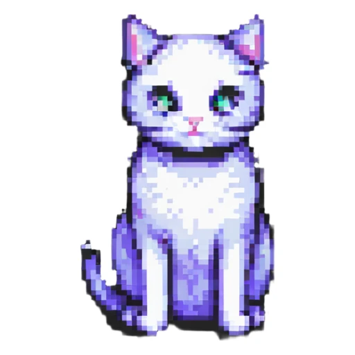 A pixel art style image of a cat. sticker