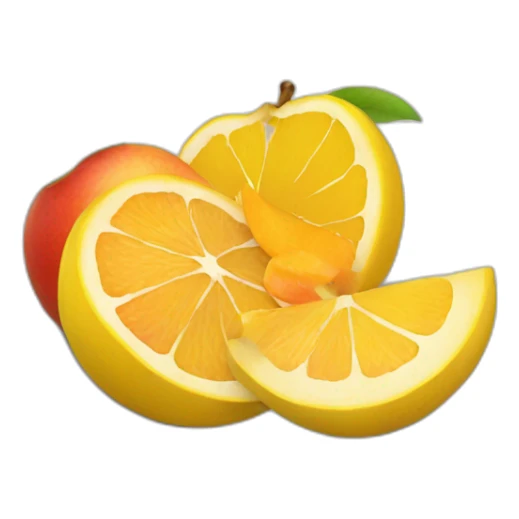 a plate of cut fruit sticker