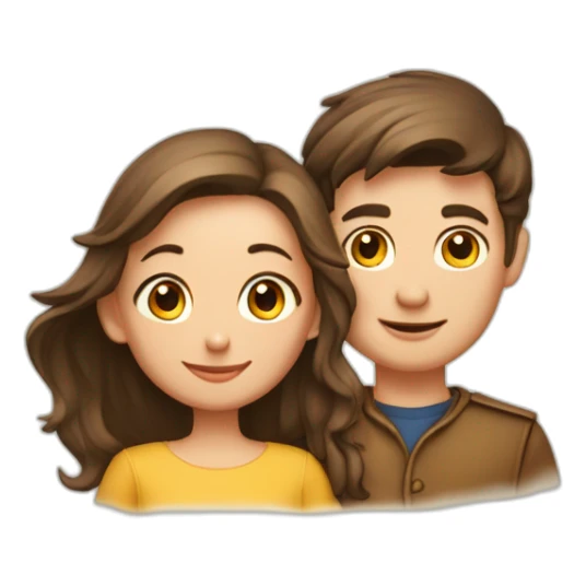 Garçon brun et fille châtain en couple sticker