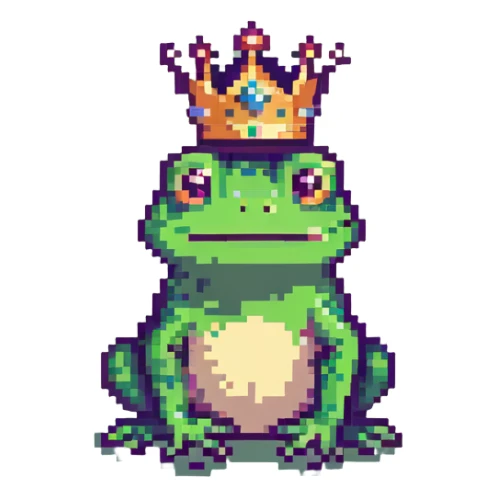 cute frog wearing a crown simple colorful sticker