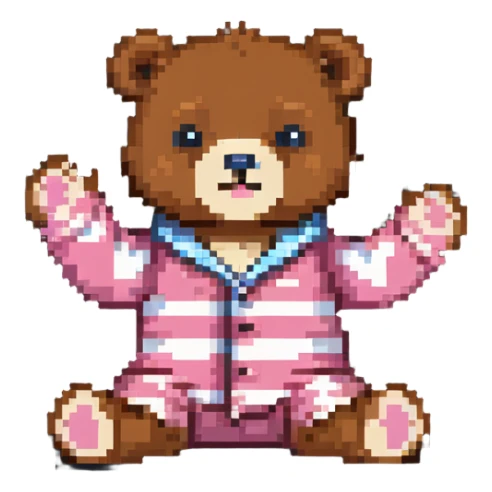 bear in pajamas sitting and waving sticker