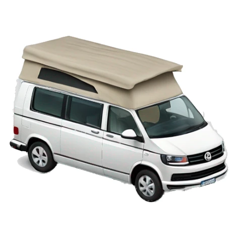 Un volkswagen california récent vue du coté avec le toit ouvert sticker