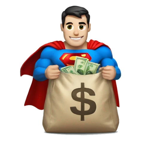 Superman with bag of money sticker