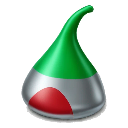 Red, green, silver Hershey Kiss candy sticker