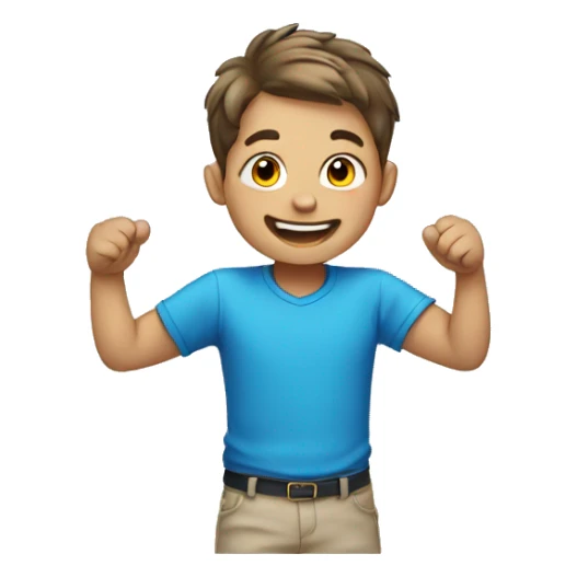 happy boy in blue shirt sticker