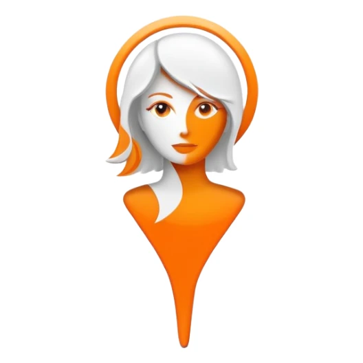 Orange location pin with white woman silhouette inside sticker