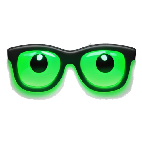 An emoji of neon green, glowing glasses with a bright and eye-catching frame sticker