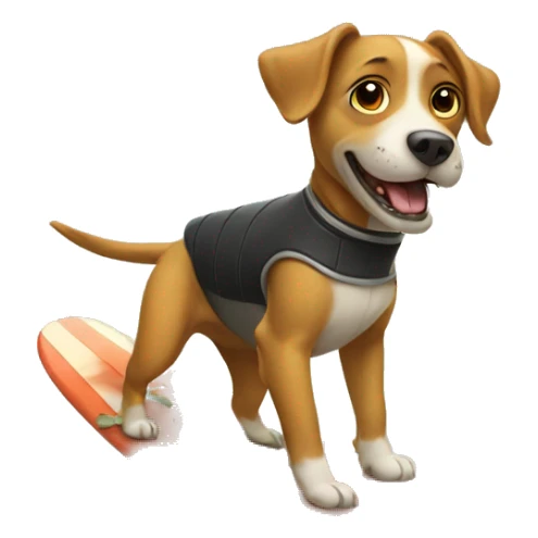 dog surfing with a turtlr sticker