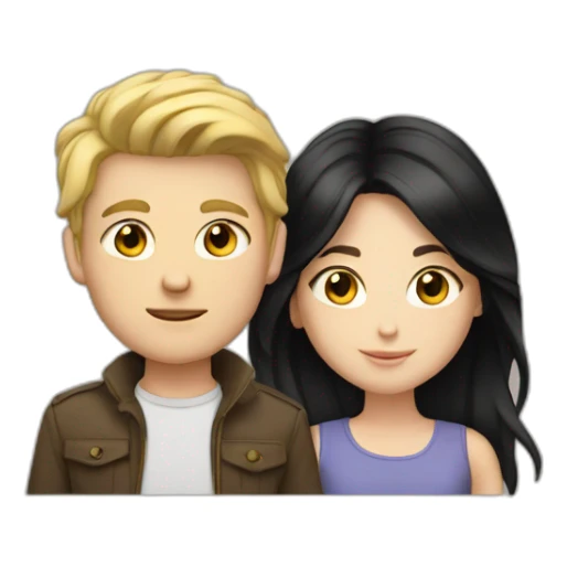 One white boy and white girl with black hair sticker