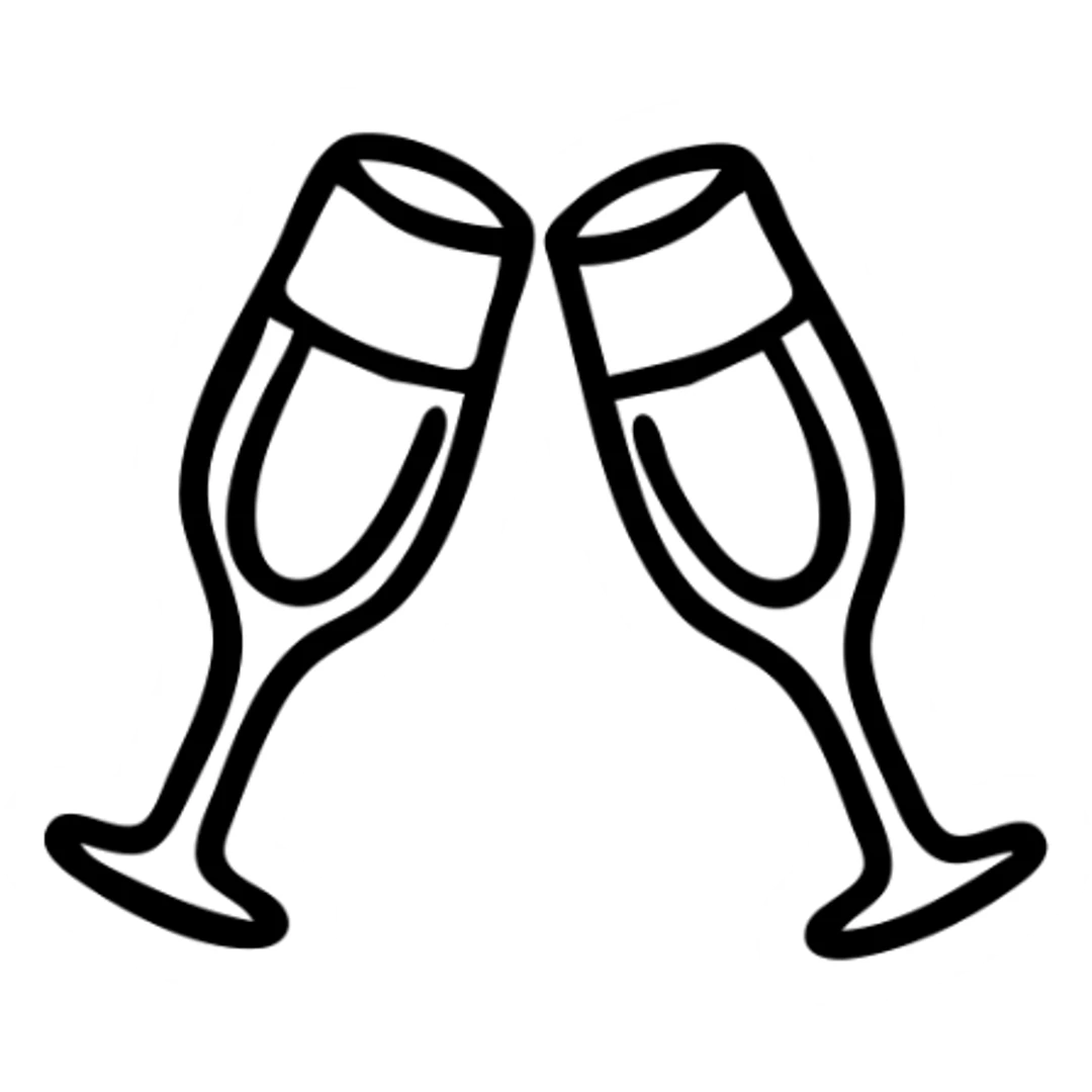 Two champagne glasses clinking together sticker