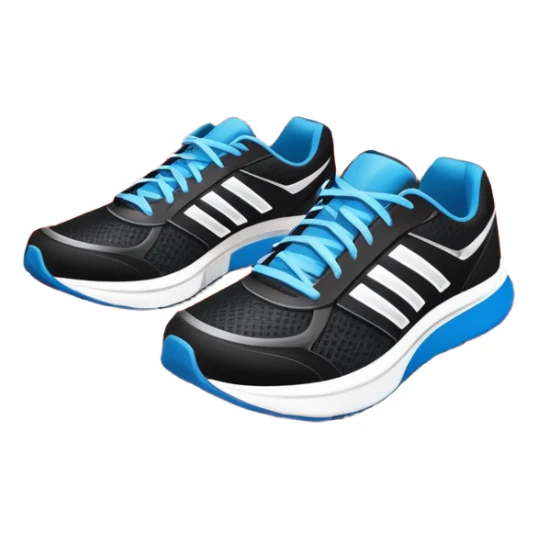 An icon featuring a pair of professional running shoes placed on a red track with white lane markings. The background showcases a grand stadium with cheering fans, bright sunlight, and a vivid blue sky with soft clouds. Transparent background highlights the energy and passion for running sticker