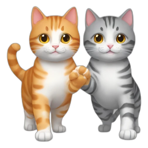 One ginger tabby cat and one gray tabby cat holding hands sticker
