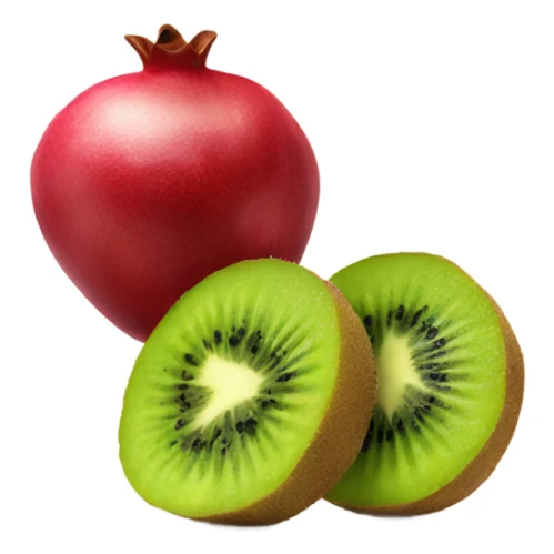 one kiwi and one pomegranate close to each other sticker