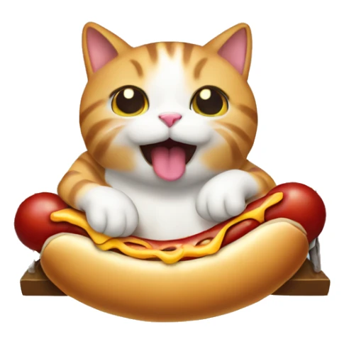 cat eating a hotdog in a swing sticker