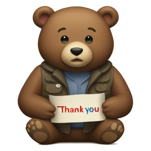 a bear in the background with a text saying "thank you" on top sticker