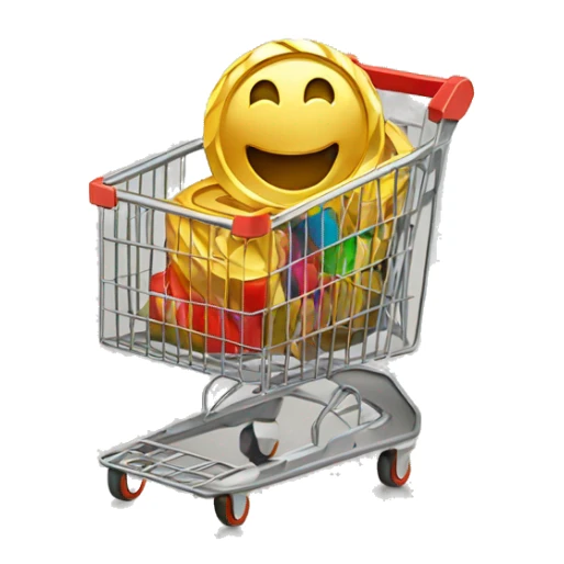 gold medal, inside it a shopping cart sticker