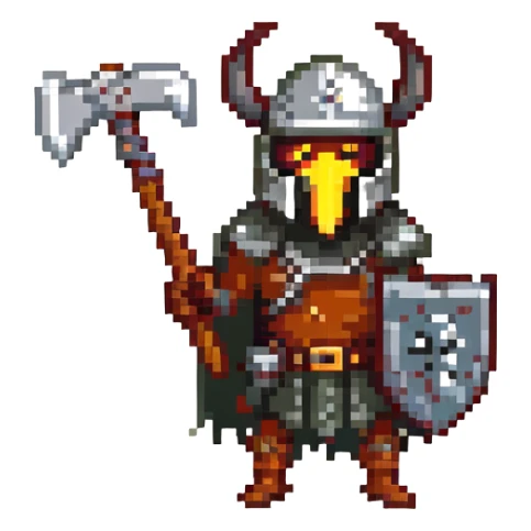 scary looking ant holding a viking axe and wearing a military helmet sticker