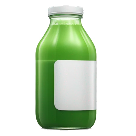 aesthetic green juice in clear drink bottle with white screw lid realistic soft textures sticker