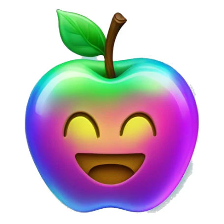 Iridescent, shiny neon apple sticker
