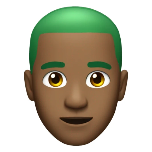 frank ocean green buzzcut winking with a slight smirk but acting nonchalant sticker