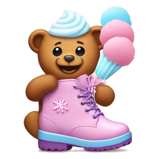 Gingerbread bear eating cookie and wearing cotton candy boots sticker