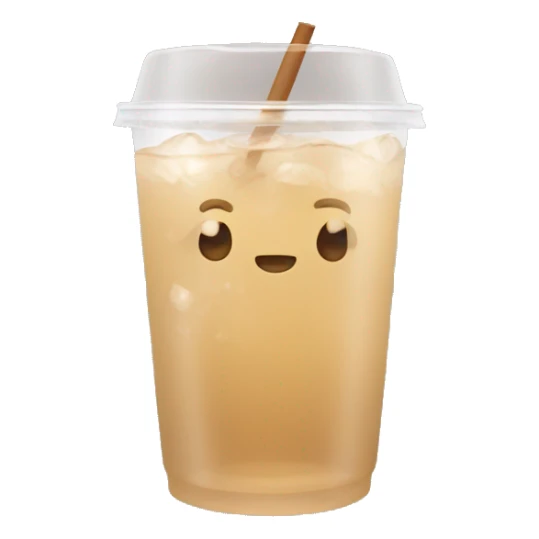 Clear tumblr cup with light brown drink and ice sticker