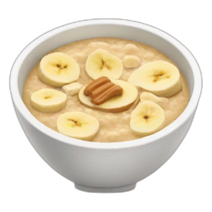 Porridge bowl with banana and peanut butter sticker