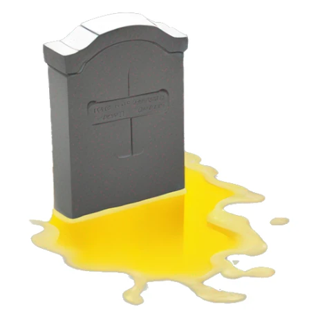 headstone in a puddle of yellow water sticker