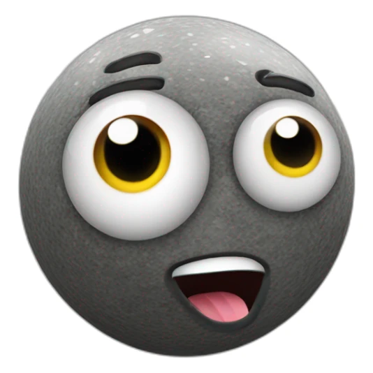 3d sphere with a cartoon diorite texture with big kind eyes sticker