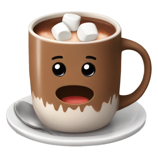 Brown mug with hot chocolate inside it and marshmallows on top  sticker