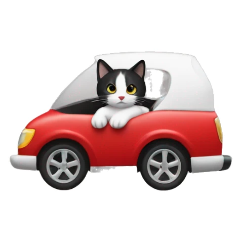black and white cat in a red car sticker